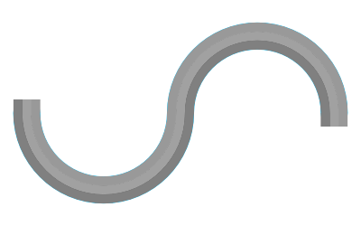 The half infinity symbol with three stripes in different shades of grey.